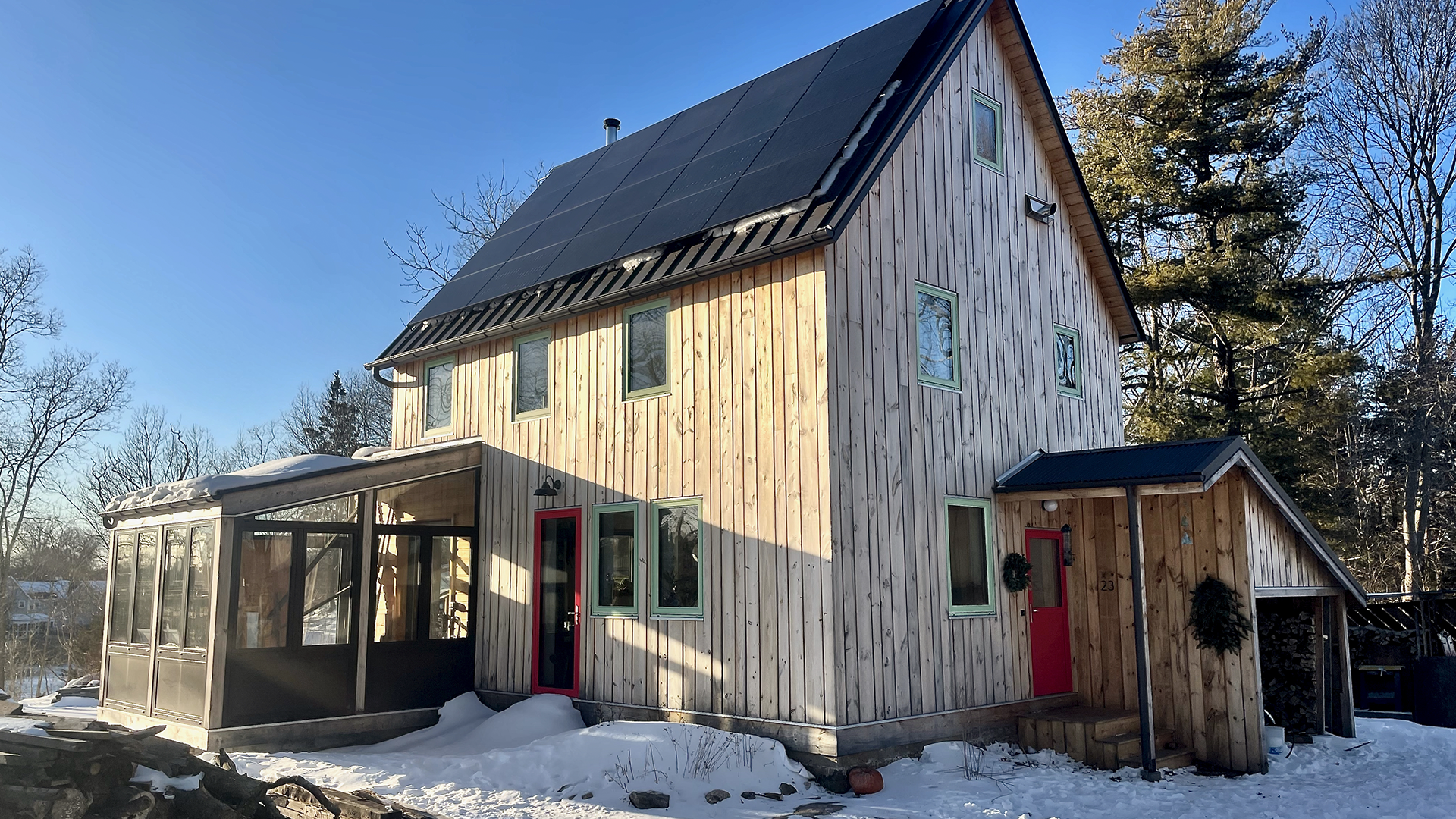 an image of the house exterior in winter