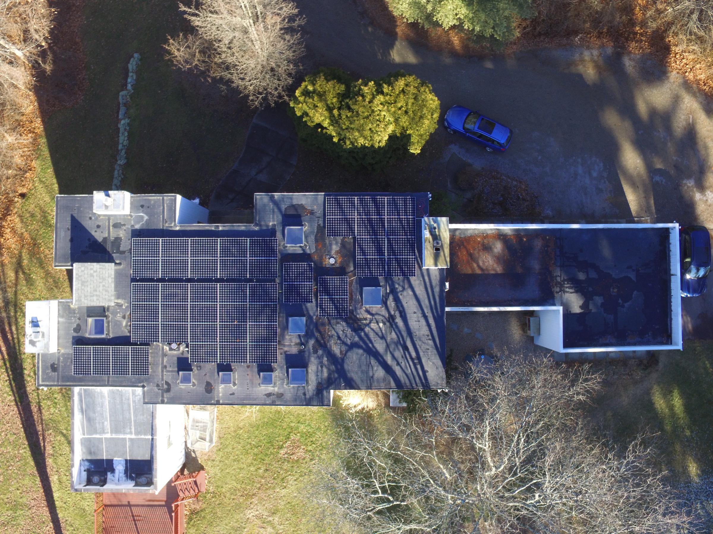 Our solar panel array on the roof of our house, our "Green Zero Carbon Home"
