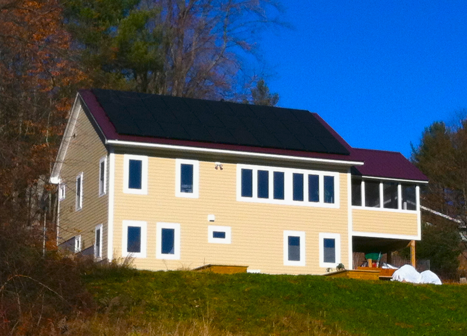 South side showing 30 PV panels on the roof.