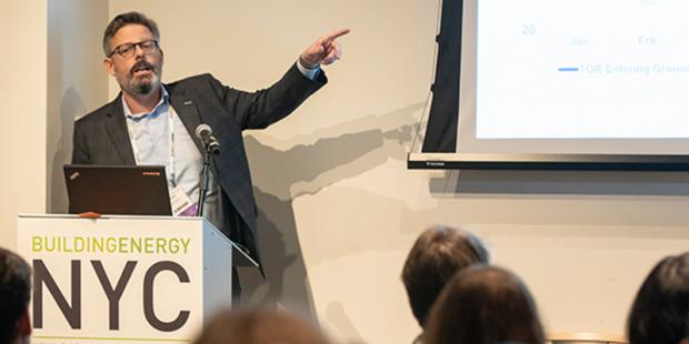 a man presenting at BuildingEnergy NYC