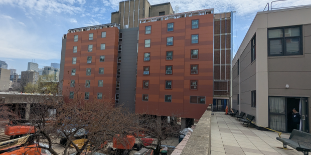 a building in south boston undergoing an ambitious retrofit