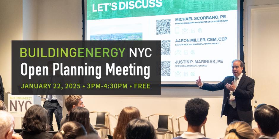 a person presenting to a room of people at BuildingEnergy NYC