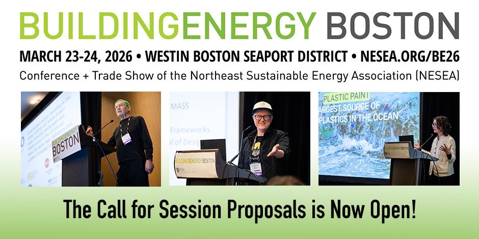 Three different images of people presenting at BuildingEnergy Boston 2026